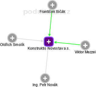 Konstruktis Novostav a.s. - náhled vizuálního zobrazení vztahů obchodního rejstříku