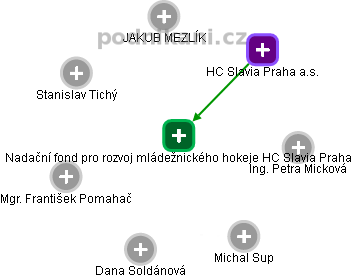 Nadační fond pro rozvoj mládežnického hokeje HC Slavia Praha - náhled vizuálního zobrazení vztahů obchodního rejstříku