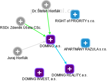 DOMING, a.s. - náhled vizuálního zobrazení vztahů obchodního rejstříku