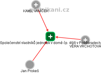 Společenství vlastníků jednotek v domě čp. 46/II v Poděbradech - náhled vizuálního zobrazení vztahů obchodního rejstříku