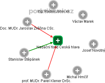 Nadační fond Česká hlava - náhled vizuálního zobrazení vztahů obchodního rejstříku