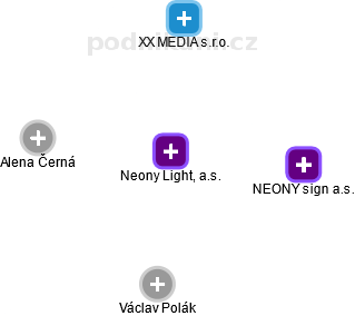 Neony Light, a.s. - náhled vizuálního zobrazení vztahů obchodního rejstříku