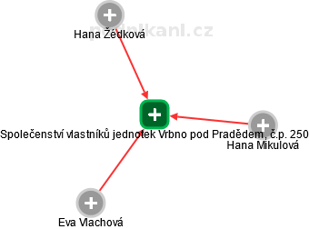 Společenství vlastníků jednotek Vrbno pod Pradědem, č.p. 250 - náhled vizuálního zobrazení vztahů obchodního rejstříku