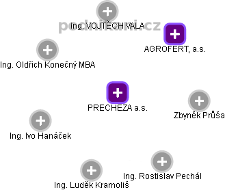 PRECHEZA a.s. - náhled vizuálního zobrazení vztahů obchodního rejstříku