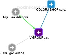 IV GROUP,a.s. - náhled vizuálního zobrazení vztahů obchodního rejstříku