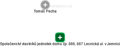 Společenství vlastníků jednotek domu čp. 886, 887 Lesnická ul. v Jemnici - náhled vizuálního zobrazení vztahů obchodního rejstříku