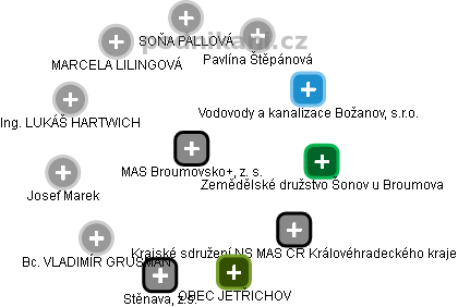 MAS Broumovsko+, z. s. - náhled vizuálního zobrazení vztahů obchodního rejstříku