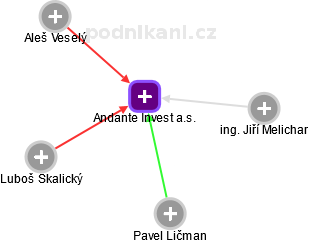 Andante Invest a.s. - náhled vizuálního zobrazení vztahů obchodního rejstříku