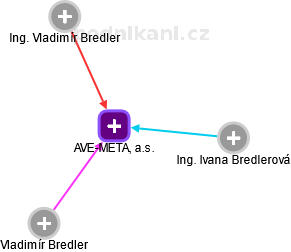 AVE-META, a.s. - náhled vizuálního zobrazení vztahů obchodního rejstříku