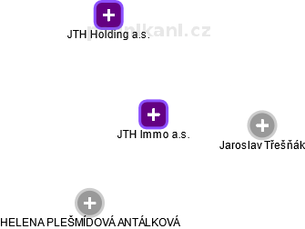 JTH Immo a.s. - náhled vizuálního zobrazení vztahů obchodního rejstříku