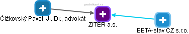 ZITER a.s. - náhled vizuálního zobrazení vztahů obchodního rejstříku