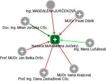 Nadace MJK (Milana Jurčeky) - náhled vizuálního zobrazení vztahů obchodního rejstříku