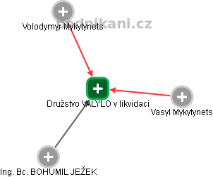 Družstvo VALYLO v likvidaci - náhled vizuálního zobrazení vztahů obchodního rejstříku