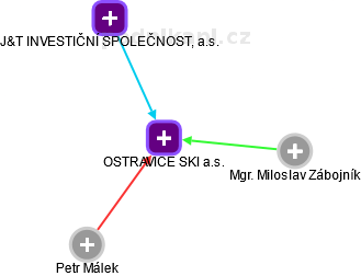 OSTRAVICE SKI a.s. - náhled vizuálního zobrazení vztahů obchodního rejstříku