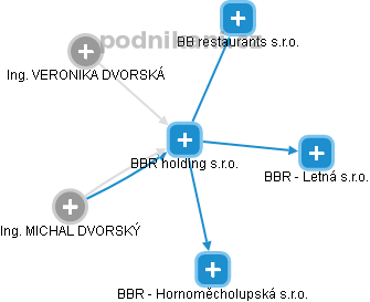 BBR holding s.r.o. - náhled vizuálního zobrazení vztahů obchodního rejstříku
