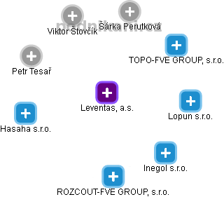 Leventas, a.s. - náhled vizuálního zobrazení vztahů obchodního rejstříku
