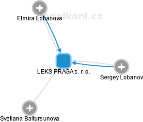 LEKS PRAGA s. r. o. - náhled vizuálního zobrazení vztahů obchodního rejstříku
