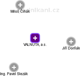 VALNUTA, a.s. - náhled vizuálního zobrazení vztahů obchodního rejstříku