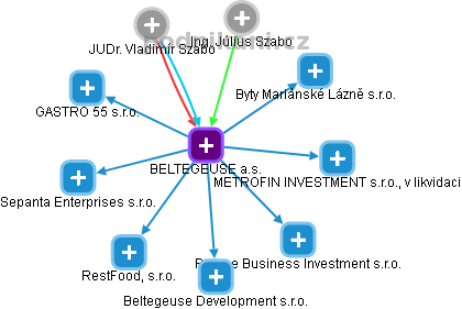 BELTEGEUSE a.s. - náhled vizuálního zobrazení vztahů obchodního rejstříku