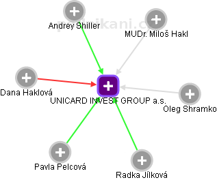 UNICARD INVEST GROUP a.s. - náhled vizuálního zobrazení vztahů obchodního rejstříku