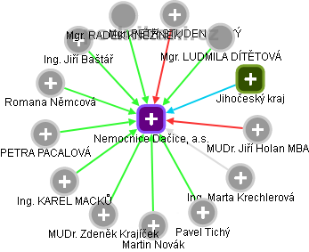 Nemocnice Dačice, a.s. - náhled vizuálního zobrazení vztahů obchodního rejstříku