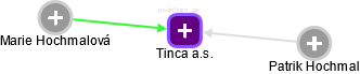 Tinca a.s. - náhled vizuálního zobrazení vztahů obchodního rejstříku