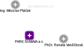 PARK ŠUMAVA a.s. - náhled vizuálního zobrazení vztahů obchodního rejstříku