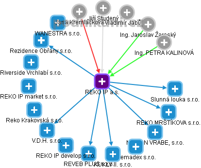 REKO IP a.s. - náhled vizuálního zobrazení vztahů obchodního rejstříku