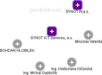 SYNOT ICT Services, a.s. - náhled vizuálního zobrazení vztahů obchodního rejstříku