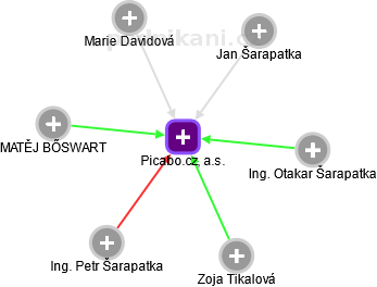 Picabo.cz, a.s. - náhled vizuálního zobrazení vztahů obchodního rejstříku