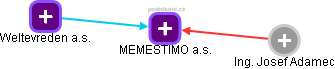 MEMESTIMO a.s. - náhled vizuálního zobrazení vztahů obchodního rejstříku