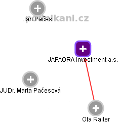 JAPAORA Investment a.s. - náhled vizuálního zobrazení vztahů obchodního rejstříku