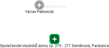 Společenství vlastníků domu čp. 275 - 277 Semtínská, Pardubice - náhled vizuálního zobrazení vztahů obchodního rejstříku