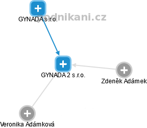GYNADA 2 s.r.o. - náhled vizuálního zobrazení vztahů obchodního rejstříku