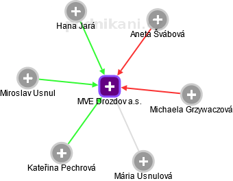 MVE Drozdov a.s. - náhled vizuálního zobrazení vztahů obchodního rejstříku