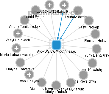 AKROS COMPANY s.r.o. - náhled vizuálního zobrazení vztahů obchodního rejstříku