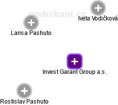 Invest Garant Group a.s. - náhled vizuálního zobrazení vztahů obchodního rejstříku