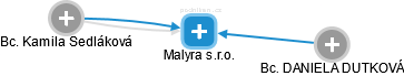 Malyra s.r.o. - náhled vizuálního zobrazení vztahů obchodního rejstříku