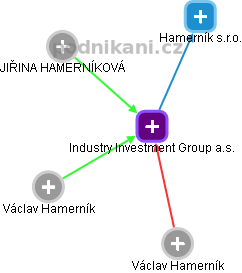 Industry Investment Group a.s. - náhled vizuálního zobrazení vztahů obchodního rejstříku