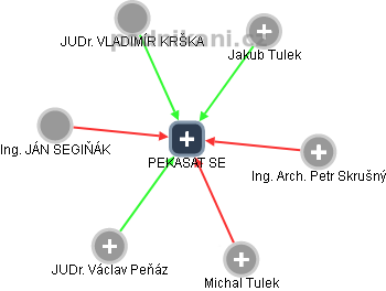 PEKASAT SE - náhled vizuálního zobrazení vztahů obchodního rejstříku