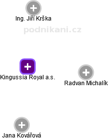 Kingussia Royal a.s. - náhled vizuálního zobrazení vztahů obchodního rejstříku