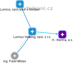 Lumius Holding, spol. s r.o. - náhled vizuálního zobrazení vztahů obchodního rejstříku