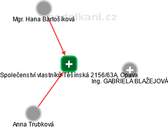 Společenství vlastníků Těšínská 2156/63A, Opava - náhled vizuálního zobrazení vztahů obchodního rejstříku