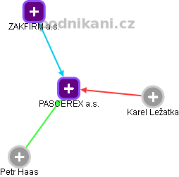 PASCEREX a.s. - náhled vizuálního zobrazení vztahů obchodního rejstříku