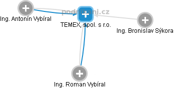 TEMEX, spol. s r.o. - náhled vizuálního zobrazení vztahů obchodního rejstříku