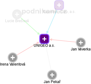 UNIGEO a.s. - náhled vizuálního zobrazení vztahů obchodního rejstříku