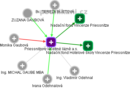 Priessnitzovy léčebné lázně a.s. - náhled vizuálního zobrazení vztahů obchodního rejstříku