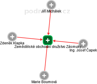 Zemědělské obchodní družstvo Zásmuky - náhled vizuálního zobrazení vztahů obchodního rejstříku