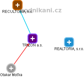 TRIZON a.s. - náhled vizuálního zobrazení vztahů obchodního rejstříku
