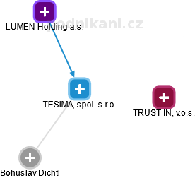 TESIMA, spol. s r.o. - náhled vizuálního zobrazení vztahů obchodního rejstříku